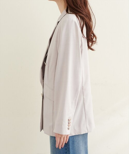 natural couture(ナチュラルクチュール)の「【sherbet line】UV接触冷感 金釦べこべこテーラージャケット(テーラードジャケット・レディース・ライトグレー/ネイビー/ブラウン/ライトベージュ・FREE)」の10枚目の写真