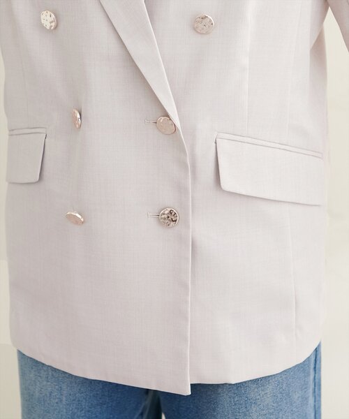 natural couture(ナチュラルクチュール)の「【sherbet line】UV接触冷感 金釦べこべこテーラージャケット(テーラードジャケット・レディース・ライトグレー/ネイビー/ブラウン/ライトベージュ・FREE)」の13枚目の写真