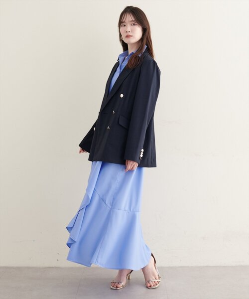 natural couture(ナチュラルクチュール)の「【sherbet line】UV接触冷感 金釦べこべこテーラージャケット(テーラードジャケット・レディース・ライトグレー/ネイビー/ブラウン/ライトベージュ・FREE)」の10枚目の写真