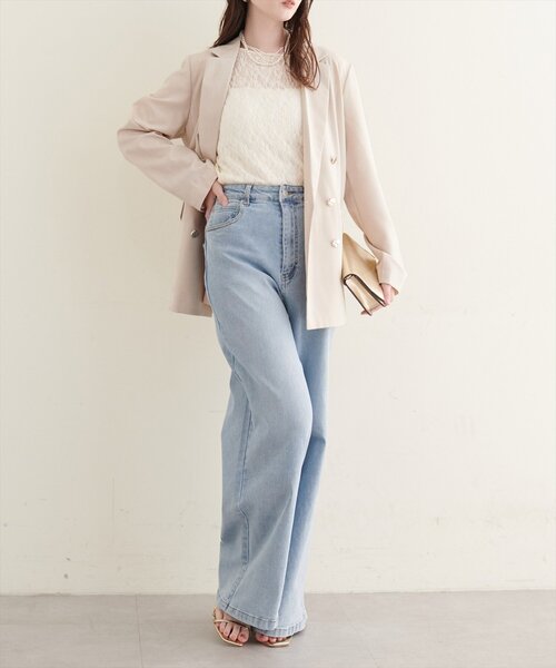 natural couture(ナチュラルクチュール)の「【sherbet line】UV接触冷感 金釦べこべこテーラージャケット(テーラードジャケット・レディース・ライトグレー/ネイビー/ブラウン/ライトベージュ・FREE)」の14枚目の写真