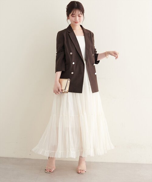 natural couture(ナチュラルクチュール)の「【sherbet line】UV接触冷感 金釦べこべこテーラージャケット(テーラードジャケット・レディース・ライトグレー/ネイビー/ブラウン/ライトベージュ・FREE)」の18枚目の写真