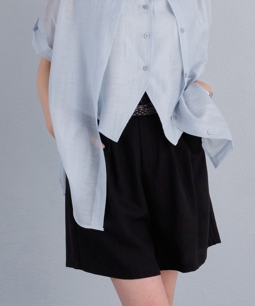 murea(ミュレア)の「ベルト付きタックワイドショートパンツ(その他パンツ・レディース・ブラック/ブラウン/ベージュ/アイボリー・FREE)」の3枚目の写真