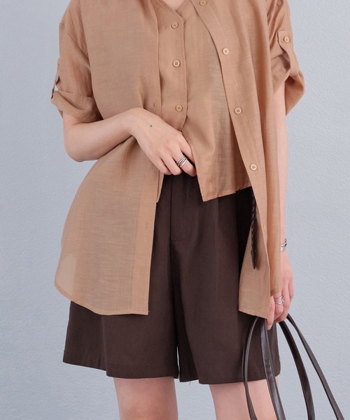 murea(ミュレア)の「ベルト付きタックワイドショートパンツ(その他パンツ・レディース・ブラック/ブラウン/ベージュ/アイボリー・FREE)」の5枚目の写真