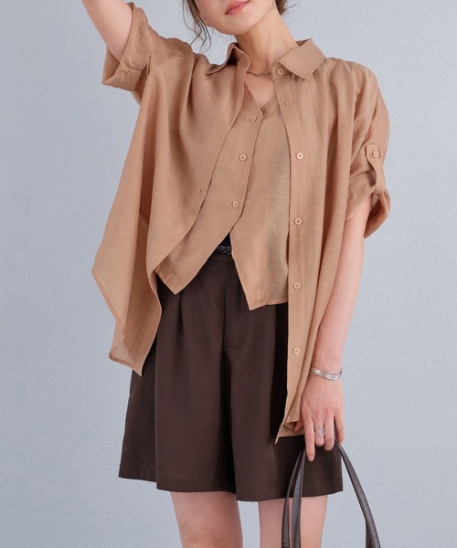 murea(ミュレア)の「ベルト付きタックワイドショートパンツ(その他パンツ・レディース・ブラック/ブラウン/ベージュ/アイボリー・FREE)」の7枚目の写真