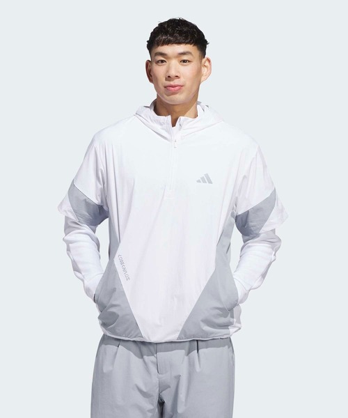 adidas(アディダス)の「コードカオス 半袖 パーカー ジャケット【adidas Golf/アディダスゴルフ】(ブルゾン・メンズ・ホワイト・SMALL/MEDIUM/LARGE/X-LARGE/XX-LARGE/3XL)」の1枚目の写真
