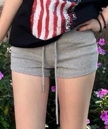 Slim string short sweat pants