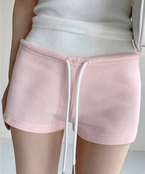 Vipoa(ヴィポア)の「Slim string short sweat pants(スウェットパンツ・レディース・グレー/ブラック/ピンク/ブルー・FREE)」の4枚目の写真