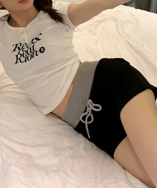 Vipoa(ヴィポア)の「Slim string short sweat pants(スウェットパンツ・レディース・グレー/ブラック/ピンク/ブルー・FREE)」の22枚目の写真