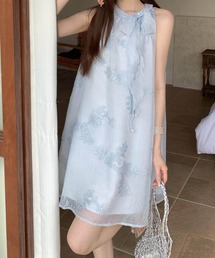 ノースリーブ刺繍ワンピース