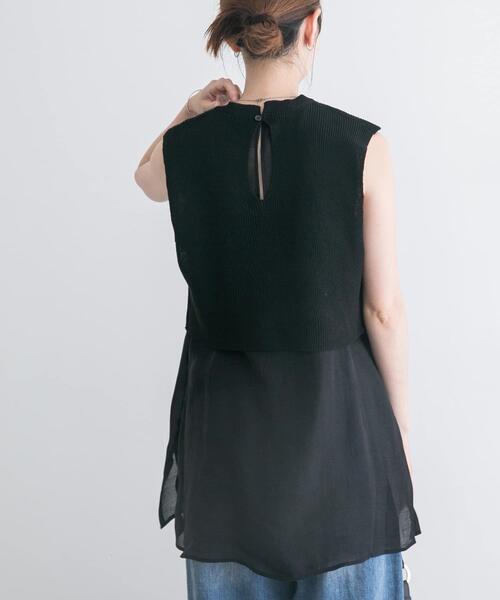 ITEMS URBANRESEARCH(アイテムズ アーバンリサーチ)の「ノースリーブニットドッキングシャツ(シャツ/ブラウス・レディース・ブラウン/オフホワイト/ブラック・FREE)」の16枚目の写真