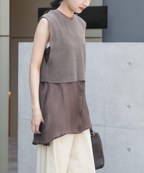 ITEMS URBANRESEARCH(アイテムズ アーバンリサーチ)の「ノースリーブニットドッキングシャツ(シャツ/ブラウス・レディース・ブラウン/オフホワイト/ブラック・FREE)」の22枚目の写真
