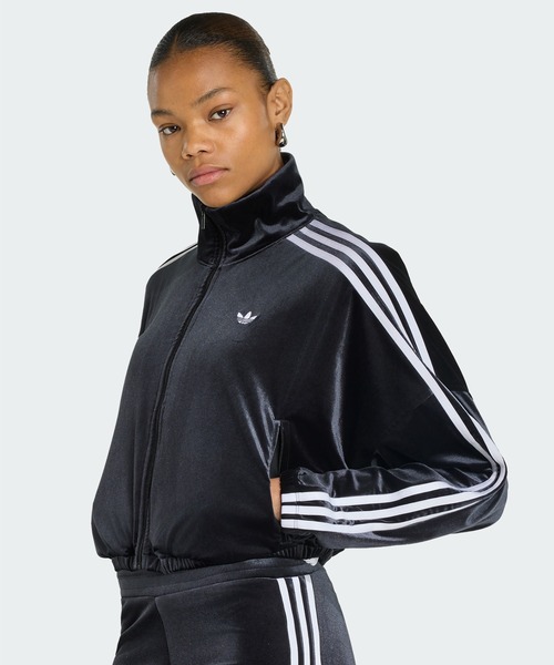 adidas(アディダス)の「ルーシュ&リボン トラックトップ(ジャージ) / トラックジャケット / アディダスオリジナルス adidas Originals(ジャージ・レディース・ブラック・MEDIUM/SMALL/X-LARGE/XX-LARGE/LARGE/X-SMALL)」の1枚目の写真
