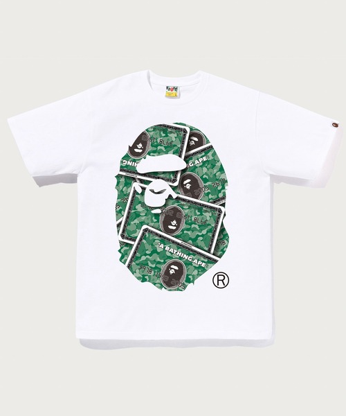 A BATHING APE(アベイシングエイプ)の「BAPE CARD BIG APE HEAD TEE BAPEC(Tシャツ/カットソー・メンズ・ホワイト×グリーン/ブラック×グリーン/ブラック×ゴールド/ホワイト×ゴールド・SMALL/MEDIUM/LARGE/X-LARGE/XX-LARGE/XXX-LARGE)」の2枚目の写真