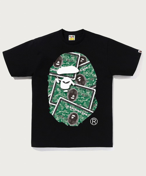 A BATHING APE(アベイシングエイプ)の「BAPE CARD BIG APE HEAD TEE BAPEC(Tシャツ/カットソー・メンズ・ホワイト×グリーン/ブラック×グリーン/ブラック×ゴールド/ホワイト×ゴールド・SMALL/MEDIUM/LARGE/X-LARGE/XX-LARGE/XXX-LARGE)」の4枚目の写真