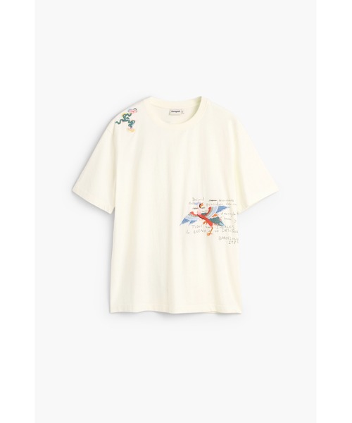 Desigual(デシグアル)の「オリエンタル生物刺繍プリント半袖Tシャツ(Tシャツ/カットソー・メンズ・マルチ・S/M/L/XL)」の1枚目の写真