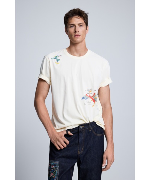Desigual(デシグアル)の「オリエンタル生物刺繍プリント半袖Tシャツ(Tシャツ/カットソー・メンズ・マルチ・S/M/L/XL)」の2枚目の写真