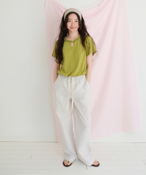 MOUI（モウイ）の「Cozy Stripe banding pants (CREAM)（その他パンツ・レディース・その他・FREE）」の3枚目の写真