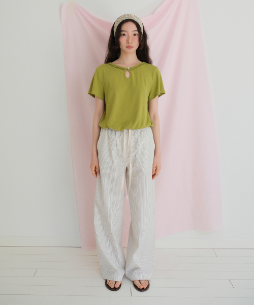 MOUI（モウイ）の「Cozy Stripe banding pants (CREAM)（その他パンツ・レディース・その他・FREE）」の4枚目の写真