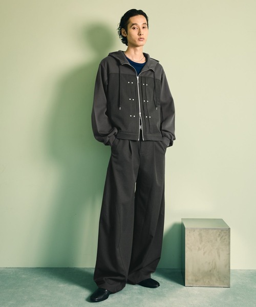 HARE(ハレ)の「【SET UP対応】トラッカードッキングZIPパーカー(HARE)(パーカー・メンズ・ブラック/グレー/レッド・FREE)」の11枚目の写真