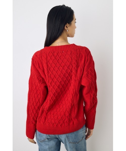 AZUL by moussy(アズールバイマウジー)の「【VERY11月号掲載】大人気定番!【ぬくもち】着丈バリエ シェニールVネックニット 秋服 冬服 長袖 ケーブルニット(ニット/セーター・レディース・ブラック/レッド/チャコールグレー/アイボリー・MEDIUM/SMALL)」の18枚目の写真