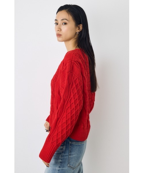 AZUL by moussy(アズールバイマウジー)の「【VERY11月号掲載】大人気定番!【ぬくもち】着丈バリエ シェニールVネックニット 秋服 冬服 長袖 ケーブルニット(ニット/セーター・レディース・ブラック/レッド/チャコールグレー/アイボリー・MEDIUM/SMALL)」の19枚目の写真
