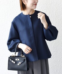 パフスリーブ」に該当するノーカラージャケットファッション通販