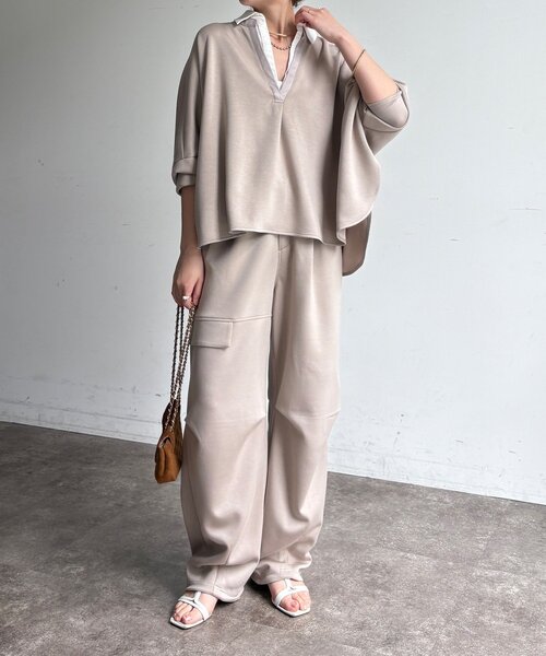 DouDou(ドゥドゥ)の「【WEB限定/セット着用可能】スムースパンツ(その他パンツ・レディース・グレー/ブラック/ベージュ・FREE)」の4枚目の写真