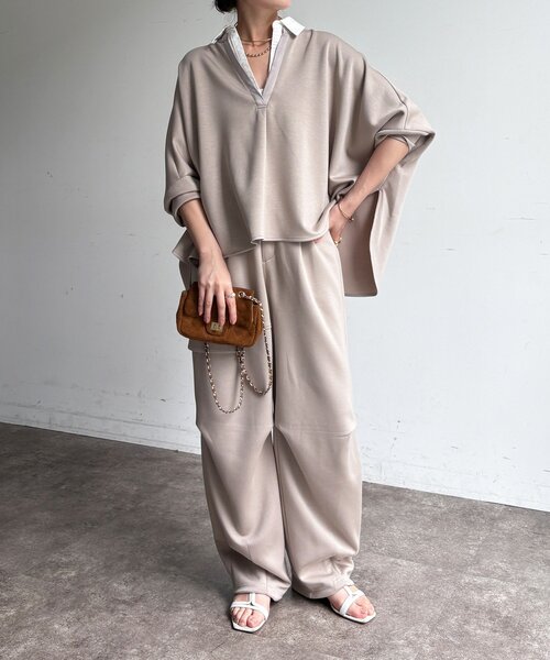 DouDou(ドゥドゥ)の「【WEB限定/セット着用可能】スムースパンツ(その他パンツ・レディース・グレー/ブラック/ベージュ・FREE)」の5枚目の写真