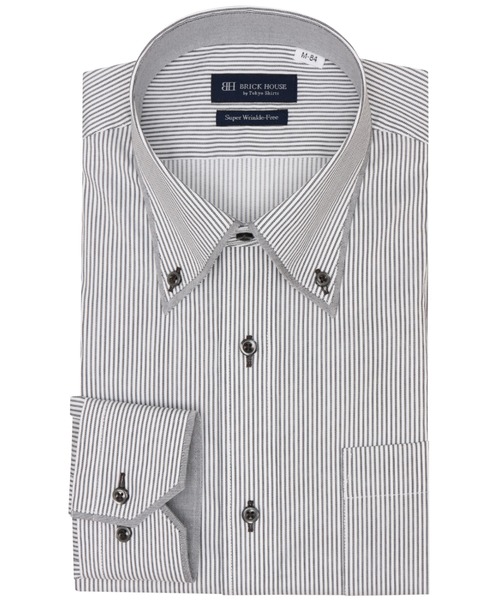 TOKYO SHIRTS(トウキョウシャツ)の「【超形態安定】【吸水速乾】 形態安定ノンアイロン ボタンダウン 長袖ビジネスワイシャツ(ビジネスシャツ・メンズ・グレー・首回り37cm-裄丈84cm/首回り37cm-裄丈80cm/首回り39cm-裄丈80cm/首回り39cm-裄丈84cm/首回り41cm-裄丈82cm/首回り41cm-裄丈86cm/首回り42cm-裄丈82cm/首回り42cm-裄丈86cm/首回り43cm-裄丈82cm/首回り43cm-裄丈86cm)」の1枚目の写真