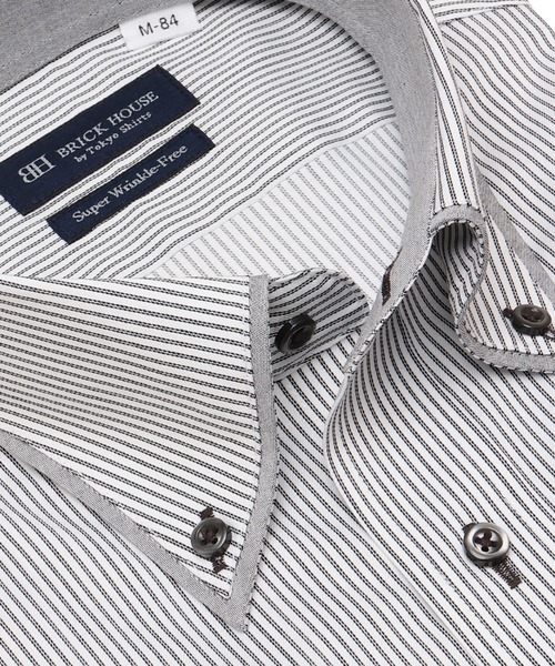 TOKYO SHIRTS(トウキョウシャツ)の「【超形態安定】【吸水速乾】 形態安定ノンアイロン ボタンダウン 長袖ビジネスワイシャツ(ビジネスシャツ・メンズ・グレー・首回り37cm-裄丈84cm/首回り37cm-裄丈80cm/首回り39cm-裄丈80cm/首回り39cm-裄丈84cm/首回り41cm-裄丈82cm/首回り41cm-裄丈86cm/首回り42cm-裄丈82cm/首回り42cm-裄丈86cm/首回り43cm-裄丈82cm/首回り43cm-裄丈86cm)」の4枚目の写真