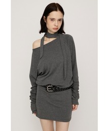 DOLMAN CUT TIE S/OP ドルマンスウェットショートワンピース 秋服 ミニワンピース