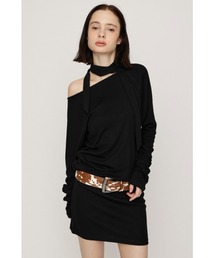 DOLMAN CUT TIE S/OP ドルマンスウェットショートワンピース 秋服 ミニワンピース