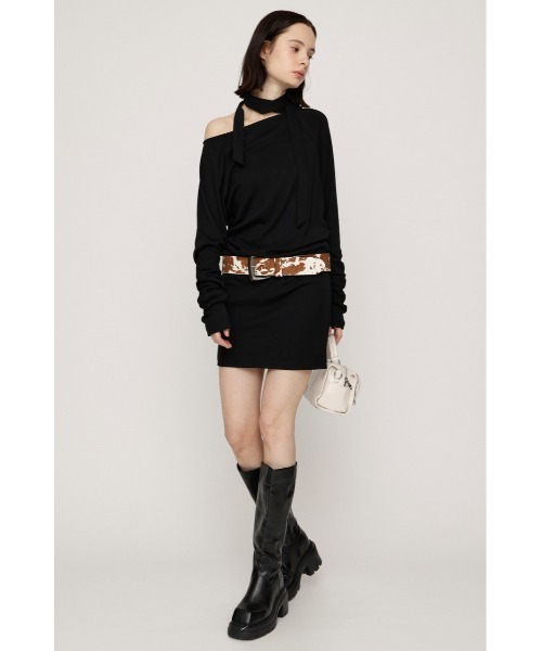 SLY(スライ)の「DOLMAN CUT TIE S/OP ドルマンスウェットショートワンピース 秋服 ミニワンピース(ワンピース・レディース・カーキ/杢グレー/ブラック・FREE)」の4枚目の写真