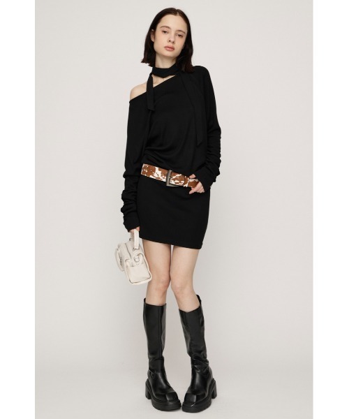 SLY(スライ)の「DOLMAN CUT TIE S/OP ドルマンスウェットショートワンピース 秋服 ミニワンピース(ワンピース・レディース・カーキ/杢グレー/ブラック・FREE)」の5枚目の写真
