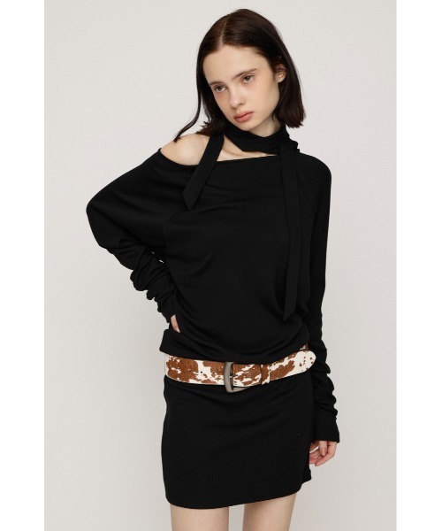 SLY(スライ)の「DOLMAN CUT TIE S/OP ドルマンスウェットショートワンピース 秋服 ミニワンピース(ワンピース・レディース・カーキ/杢グレー/ブラック・FREE)」の6枚目の写真