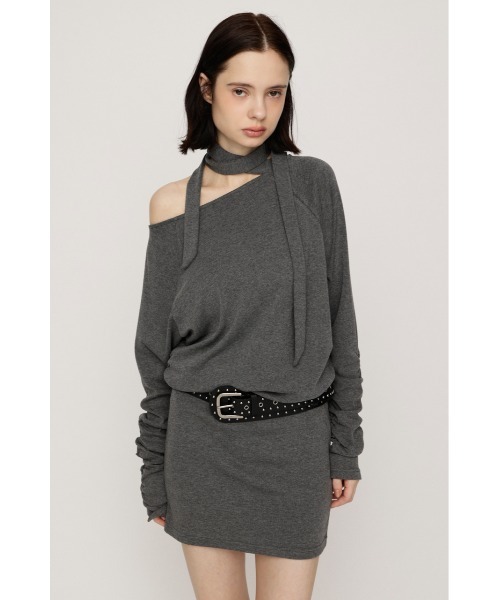 SLY(スライ)の「DOLMAN CUT TIE S/OP ドルマンスウェットショートワンピース 秋服 ミニワンピース(ワンピース・レディース・カーキ/杢グレー/ブラック・FREE)」の10枚目の写真