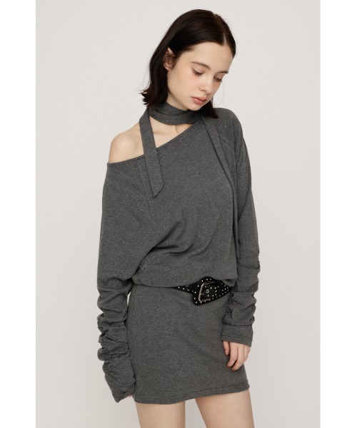 SLY(スライ)の「DOLMAN CUT TIE S/OP ドルマンスウェットショートワンピース 秋服 ミニワンピース(ワンピース・レディース・カーキ/杢グレー/ブラック・FREE)」の11枚目の写真