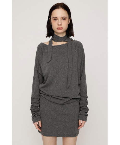 SLY(スライ)の「DOLMAN CUT TIE S/OP ドルマンスウェットショートワンピース 秋服 ミニワンピース(ワンピース・レディース・カーキ/杢グレー/ブラック・FREE)」の12枚目の写真
