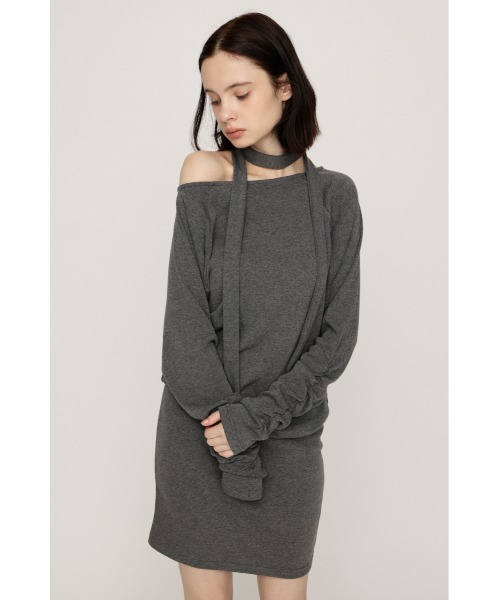 SLY(スライ)の「DOLMAN CUT TIE S/OP ドルマンスウェットショートワンピース 秋服 ミニワンピース(ワンピース・レディース・カーキ/杢グレー/ブラック・FREE)」の17枚目の写真