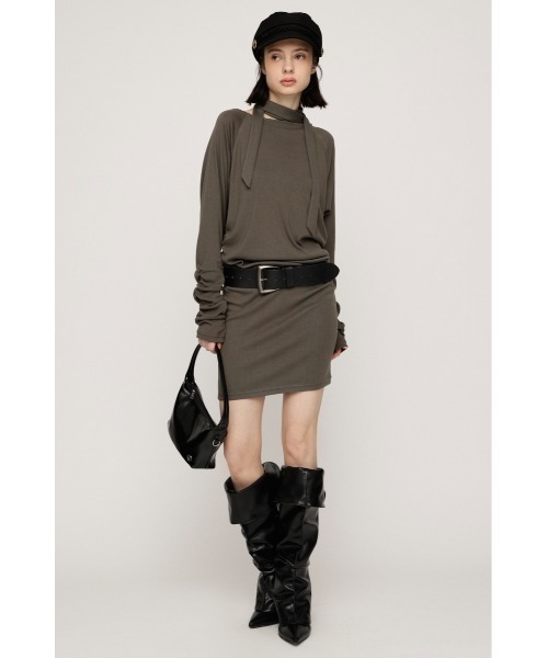 SLY(スライ)の「DOLMAN CUT TIE S/OP ドルマンスウェットショートワンピース 秋服 ミニワンピース(ワンピース・レディース・カーキ/杢グレー/ブラック・FREE)」の18枚目の写真