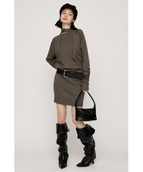 SLY(スライ)の「DOLMAN CUT TIE S/OP ドルマンスウェットショートワンピース 秋服 ミニワンピース(ワンピース・レディース・カーキ/杢グレー/ブラック・FREE)」の19枚目の写真