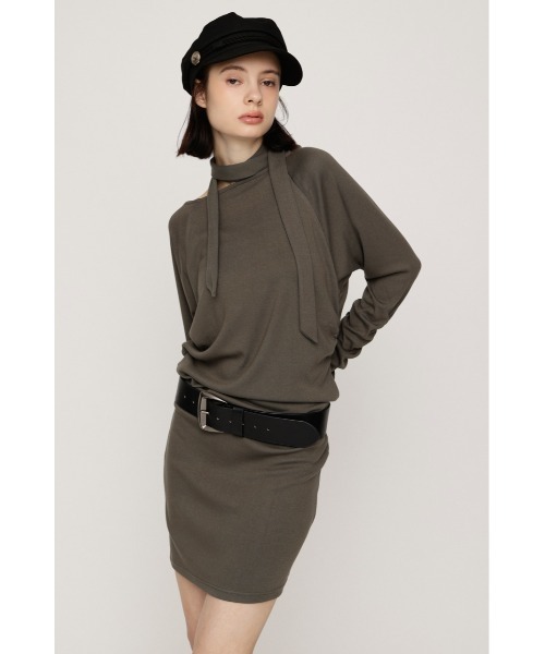 SLY(スライ)の「DOLMAN CUT TIE S/OP ドルマンスウェットショートワンピース 秋服 ミニワンピース(ワンピース・レディース・カーキ/杢グレー/ブラック・FREE)」の21枚目の写真