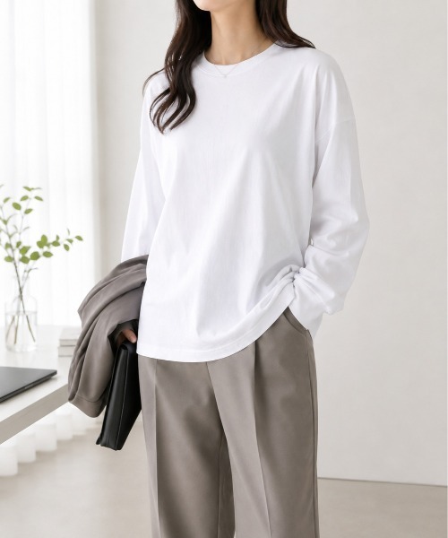 Mku Ekta(ムクエクタ)の「シンプルロンT(Tシャツ/カットソー・レディース・チャコールグレー/ブラック/ホワイト・S/M)」の13枚目の写真
