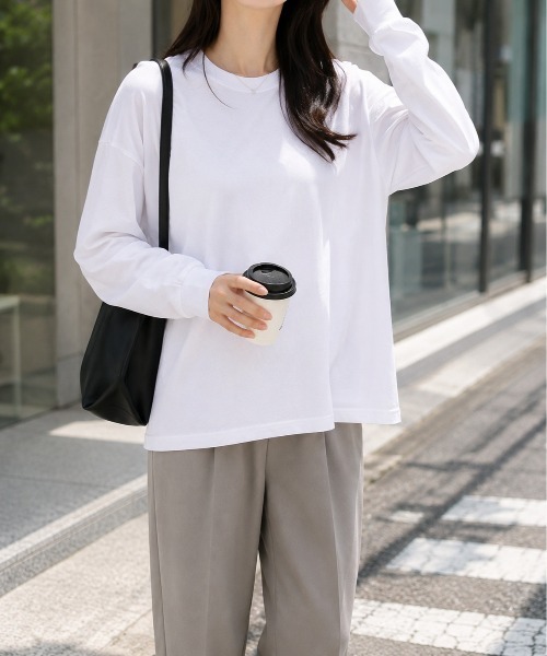 Mku Ekta(ムクエクタ)の「シンプルロンT(Tシャツ/カットソー・レディース・チャコールグレー/ブラック/ホワイト・S/M)」の12枚目の写真