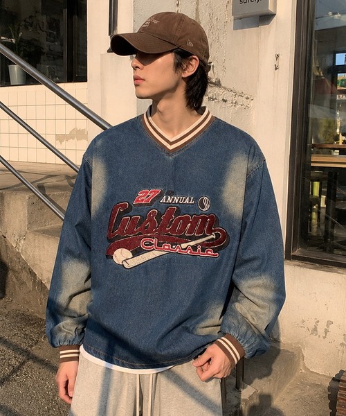 HOOK（フック）の「HOOK ロゴ刺繍Vネックデニムプルオーバー（その他トップス・メンズ・インディゴブルー・FREE）」の18枚目の写真