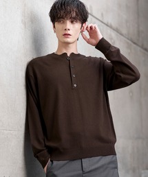 カシミヤブレンドヘンリーネックニット