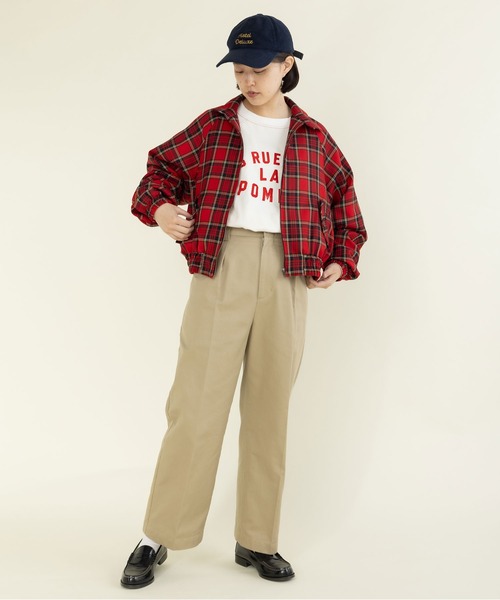 CHILD WOMAN(チャイルドウーマン)の「タータンチェック/Wトロ ハリントンジャケット(ブルゾン・レディース・ネイビー/レッド/グリーン・FREE)」の12枚目の写真