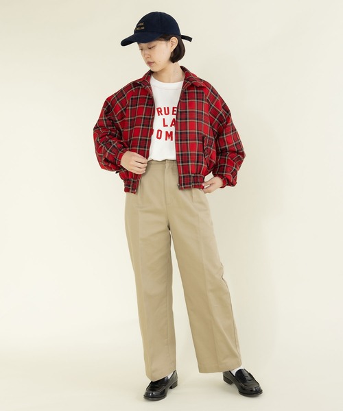 CHILD WOMAN(チャイルドウーマン)の「タータンチェック/Wトロ ハリントンジャケット(ブルゾン・レディース・ネイビー/レッド/グリーン・FREE)」の5枚目の写真