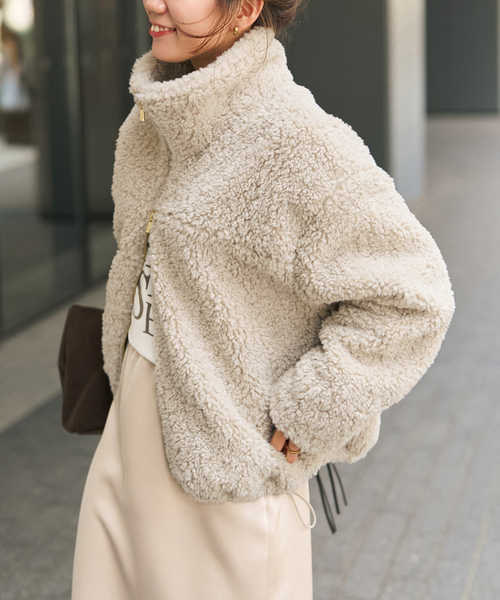 Spick & Span(スピックアンドスパン)の「《追加》スタンドZIPボアブルゾン(ブルゾン・レディース・モカ・38)」の12枚目の写真