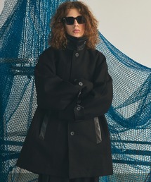 《UNISEX》シープレザーメルトンコンビプライムオーバーハーフコート/Sheep Leather Melton Combination Prime-Over Half Coat【MAISON SPECIAL/メゾンスペシャル】